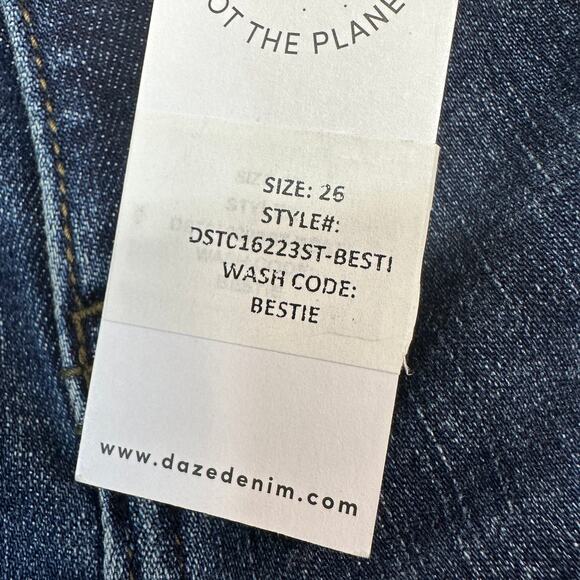 Daze Denim Jean SZ 26 Dark Wash Bestie Repreve Lovergirl Mid Rise Roller Stretch - Picture 8 of 16